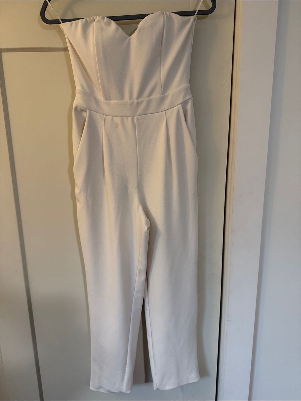 Express White Strapless Jumpsuit